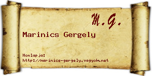 Marinics Gergely névjegykártya
